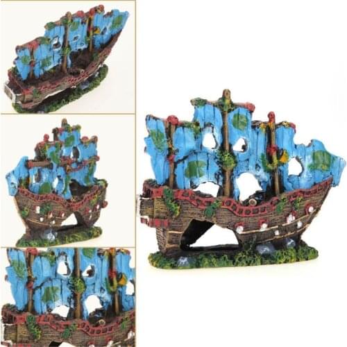 Resin Aquarium Decoration Wreck Sailing Boat Sunk Ship Destroyer Ornament for Fish Tank Aquarium Supplies