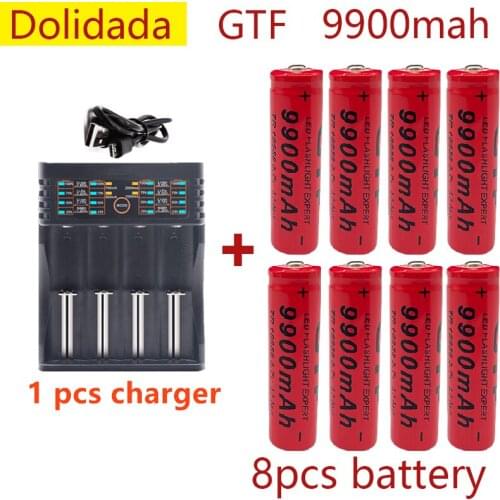 100% New Original 18650 battery 3.7V 9900mAh rechargeable liion battery for Led flashlight battery Wholesale +401 charger
