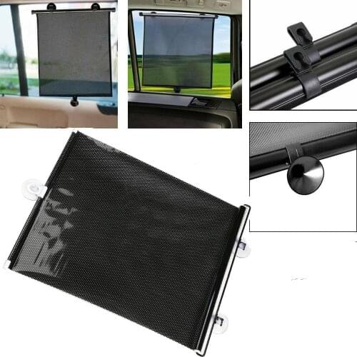 2pcs Car Roller Shades Protective Cover Suction Cup Telescopic Automobile Automatic Roller Blind Sunshade 40 * 45cm