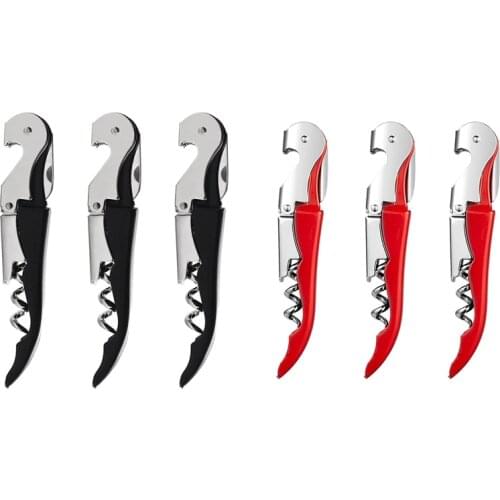 6 Pack Corkscrew Heavy Duty Wine Opener Set with Foil Cutter and Bottle Opener Wine Key ForWaiters,Home(Red&Black)
