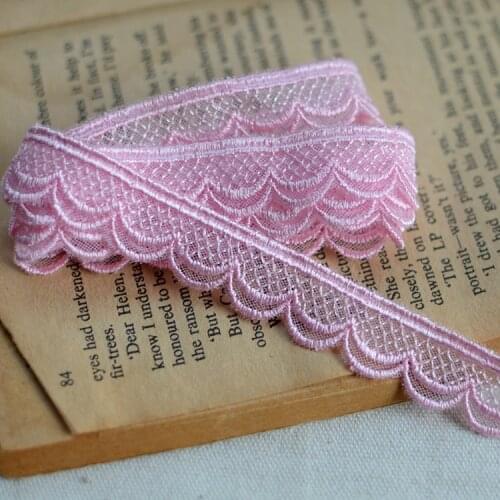 #941 Bright Pink Lace Ribbon Handmade Embroidered Water Soluble Lace Trim Material Ribbon Trimmings DIY Baby Cloth Materials
