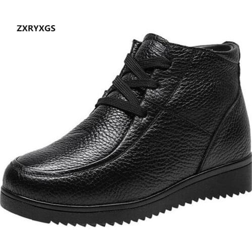 Promotion Top Cowhide Wool Boots Winter Snow Shoes Flat Non-slip Large Size Real Leather Casual Boots Snow Boots Womans Boots