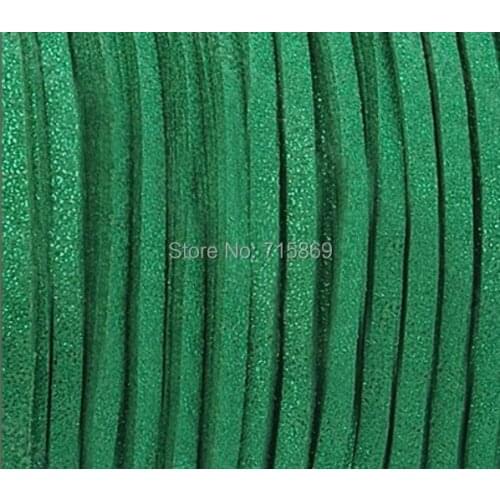 Free Ship 100 Meters 10mm x 1.5mm Metallic Emerald green Flat Faux Suede Leather Cord For Necklace and Bracelet