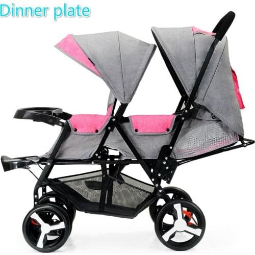 Front and Rear Seat Baby Twin Stroller Flat Lie Double Stroller Portable Folding Baby Stroller 2 In 1 Newborn Twins Baby Cart
