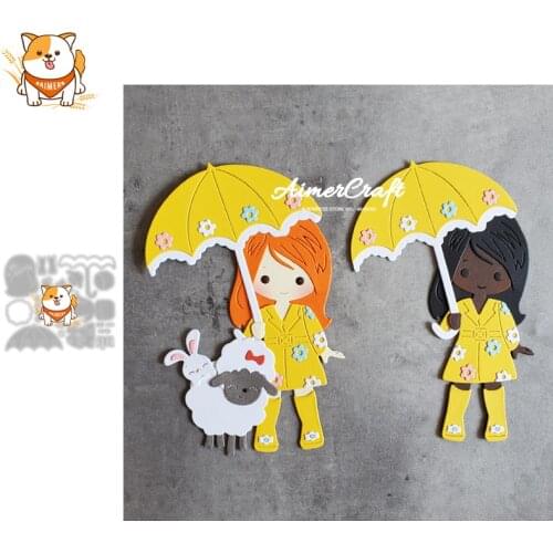 Girl with umbrella Easter Metal Cutting Dies Scrapbooking Stencil DIY Embossing Craft Die Cuts Card Making New Dies For 2020