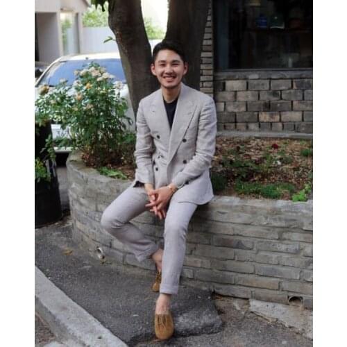 Double Breasted Men Suits Blazer With Pants Bespoke Mariage Homme Wedding Tuxedos Purple Best Mens Suit