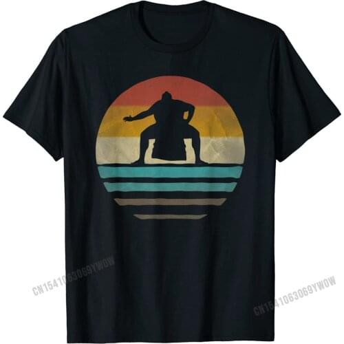 Retro Vintage Sunset Old School Sumo Wrestling Funny Gift T-Shirt Fitness Tight Cotton Mens Tops & Tees Casual Latest Tshirts