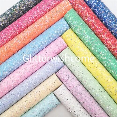 Glitterwishcome 21X29CM A4 Size Pastel Chunky Glitter Leather with Silver Diamonds, Glitter Sheets for Bows, GM996A