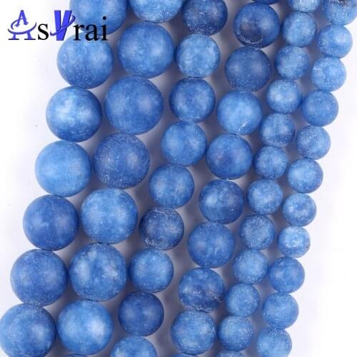 Natural Stone Matte Blue Kyanite Spacer Loose Round Beads For Jewelry Making 6/8/10mm Diy Bracelets Accessories 15"
