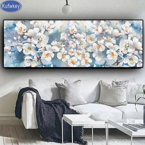 Large 5d diamond painting white flowers Pictures Abstract Art Painting Modern home Decoration wallpaper painting mosaic icon