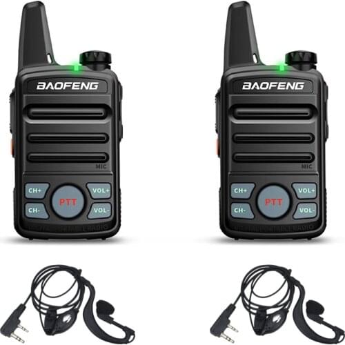 2pcs Compact small mini walkie talkie baofeng BF-T99 Mini dual PTT UHF 400-470MHz 2W 16CH ham amateur radio w/ Earpieces