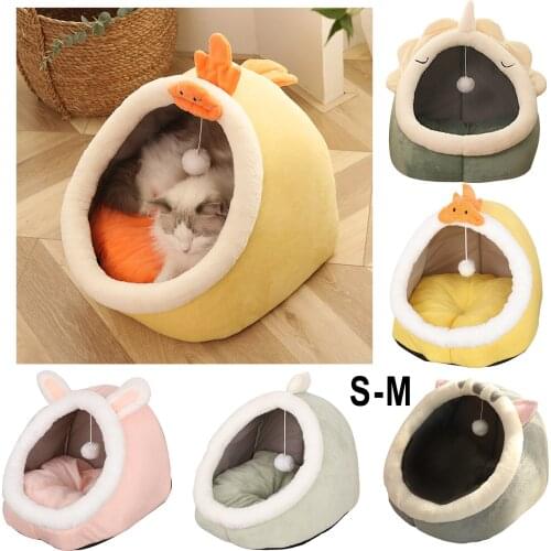 Pet Cat Bed Dog Hut Sleeping Cushion Pad Tent for Small Medium Dogs Cats