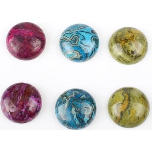 2pcs Natural Semi-precious Stone Round Concave Colorful Ring Face Cut Pendant Jewelry Making DIY Necklace Bracelet Accessories