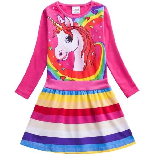 Unicorn Summer Dress 2021 Girls Dress Fashion Autumn Girls Long Sleeve Prom Dress For Girls Children Clothing Vestidos 2-6 Age