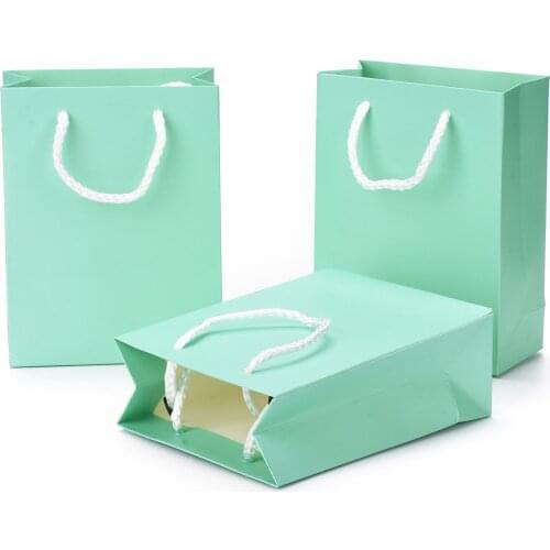 10pcs Recyclable Kraft Paper Gift Bags Shopping Pouches With Handle Multifunctional Wedding Party Candy Jewelry Packaging Bags