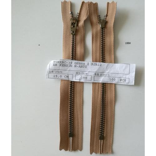 50pcs/lot Ykk Metal Zipper 3# 15cm Close End YG Copper Beige Camel Pants Jeans Repair Sewing Accessories
