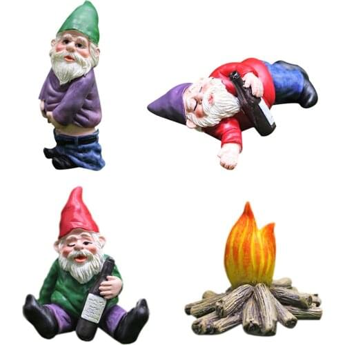 Mini Dwarf Gnome Statue Garden Courtyard Ornaments Fairy Resin Micro Landscape Outdoor Miniature Elf Figurines Handicraft