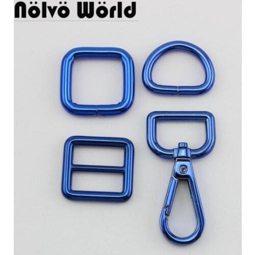 Nolvo World 2-20 sets bright blue finish,20mm 3/4"swivel hook PLUS opened d ring PLUS buckle PLUS slider,Sewing Bag Purse Bag