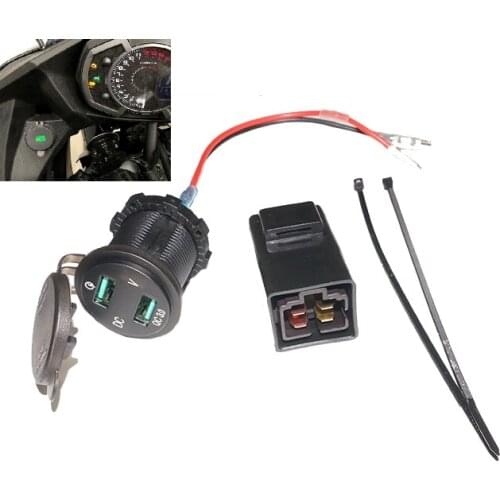 Motorcycle USB Charger with Voltage display for Kawasaki X300/ninja400/ninja650/ versys650/1000 12V 22A with Relay