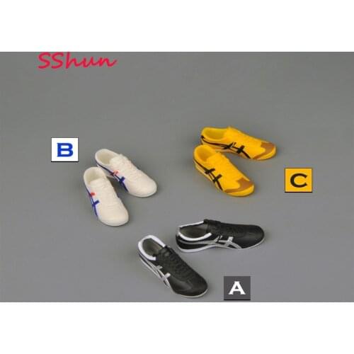 In Stock 1/6 Scale Male Sports Shoes Bruce Lee Kung Fu Shoes Soldier Model For 12'' Action Figure Body DIY