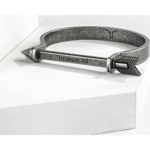 Men Women Stainless Steel Arrow d Shape Bar Screw Love Bangle Bracelet Personality All-Match Couple Bracelet Creative Bracelets