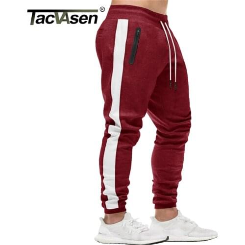 TACVASEN Mens Joggers Sweatpants Zipper Pockets Drawstring Gym Trousers Running Bottoms Moisture Wicking Stripes Track Pants