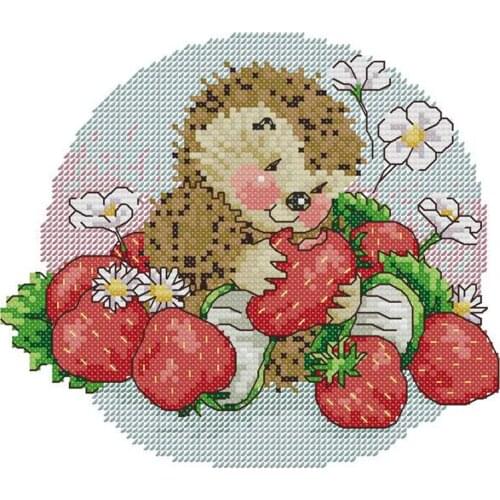 Animal Hedgehog Handmade Cross stitch Precision Print Kit 11ct 14ct 18ct Childrens Gift