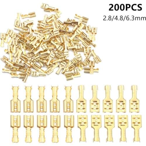 200Pcs 2.8/4.8/6.3mm Female Spade Crimp Terminals Connectors Car Speaker Electrical Wire Connectors Set
