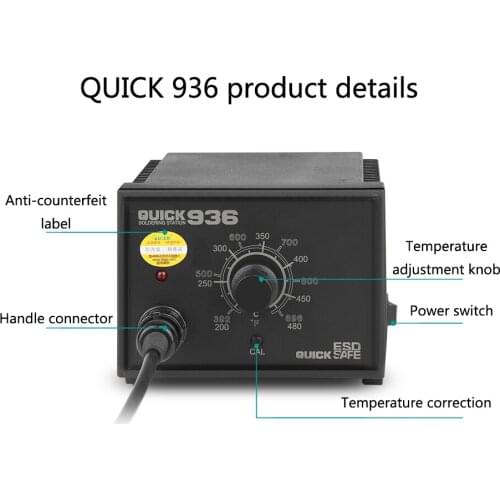 ESD Safe Soldering Station 60W Adjustable Temperature Electric Solder Iron Anti-static BGA Rework Station QUICK 936 110V/220V