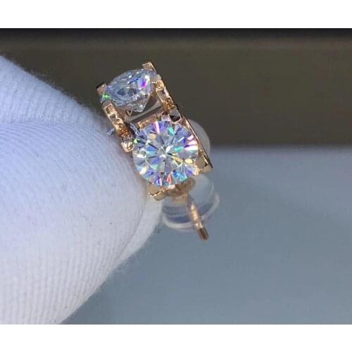 Poetry Of Jew Store Heart Moissanite Cut Total 1.00ct Diamond Test Passed Moissanite Rose gold Earring Jewelry Girlfriend Gift