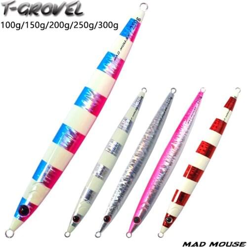 MADMOUSE T-GROVEL Metal Slow Sinking Bait 100g 150g 200g 250g 300g Fast Speed Falling Jig Artificial Bait Jig Fishing Lures Jig