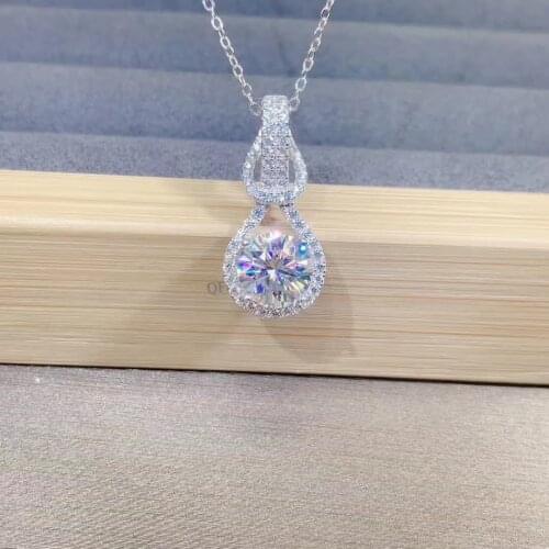 S925 Silver 1carat Diamond Pendant 45cm Necklace Chain Fine Naszyjnik Silver 925 Jewelry Collares Joyas Necklace Women Pendants