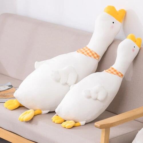 30-90cm Lovely White Goose Duck Plush Toys Cartoon Lying Goose Animal Dolls Stuffed Soft Sleeping Pillow for Baby Birthday Gifts