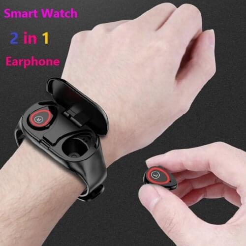 M1 Newest AI Smart Watch Men With TWS Bluetooth Earphones Heart Rate Blood Pressure Sports Smartwatch Wristband For iOS Android