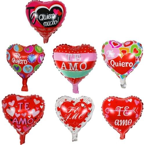 50pcs/lot 10Inch Spanish Heart Te Amo Foil Balloons Wedding Party Decorations Mothers Days Valentines Day Air Globos Supplies