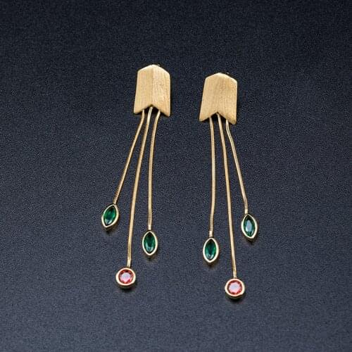 VLA 925 Sterling Silver Personalized Geometric Spinel Long Tassel Earrings Womens Fashion Earrings 2021 NEW Accessories