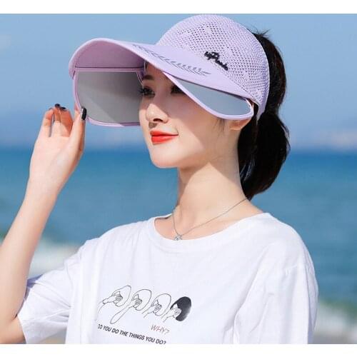 Women Fashion Summer Sun Hat Breathable mesh Scalable Brim Empty Top Baseball Cap UV Protection Beach Sun Visor Hats