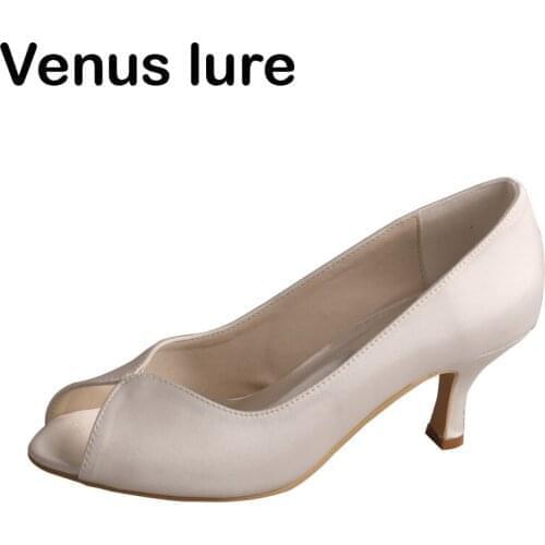 21 Colors Women Peep Toe Heels Ivory Satin Bridal Shoes Wedding Pumps Dropshipping