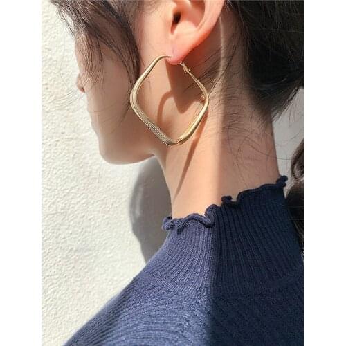 Womens Fashion Square Earrings Earrings Wild Simple Style Temperament Personality Exaggerated Large Earrings Jewelry