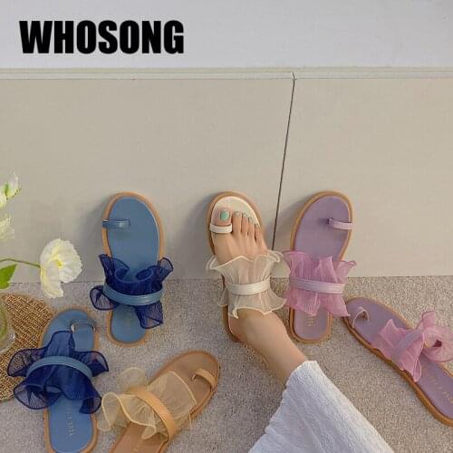 2020 Summer Women Slippers Girls Ruffles Slides Woman Flats Ladies Outside Shoes Female White Brand Mules Zapatos De Mujer New