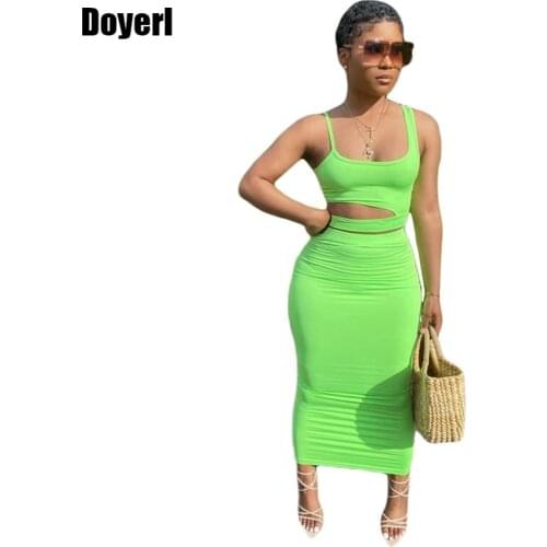 Bandage Skirt and Top Set Matching Sets Plus Size Bodycon Sexy Two Piece Set Women Summer Clothes 2 Piece Club Outfits for Women