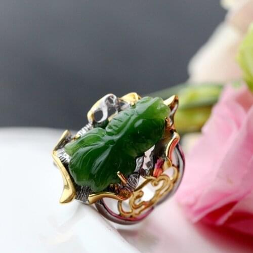 Natural jasper small fish silver ring Fashion atmosphere 925 sterling silver index finger female ring free shipping