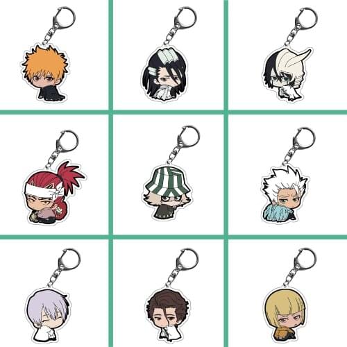 1pc Anime Keychain of Bleach Kurosaki Ichigo Kuchiki Rukia Cartoon Figures Acrylic Pendant Bag Accessory A