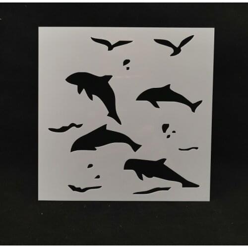13*13 Dolphin pvc Layering Stencils for DIY Scrapbooking/photo album Decorative Embossing DIY Paper Cards Crafts