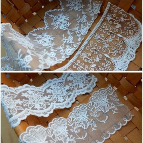 2meter/lot Beautiful Head-wear Lace Material DIY White Cotton Embroidery Lace Free Shipping X405