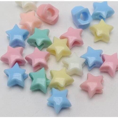 200 Mixed Pastel Color Acrylic Star Pony Beads 10mm Kids Craft Kandi Bracelet