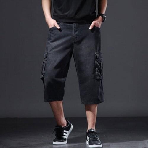 2021 New Denim Shorts Men Summer Loose 7 seven Shorts Large size Multi-pocket tooling trend Thin Denim Shorts Cycling