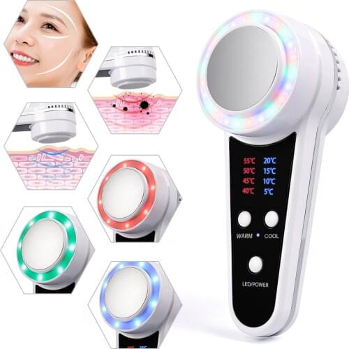 3 Colors Hot Cold Beauty Instrument Photon Rejuvenation Massager Skin Lifting Firming Facial Cool Warm Hammer Face Care Massager