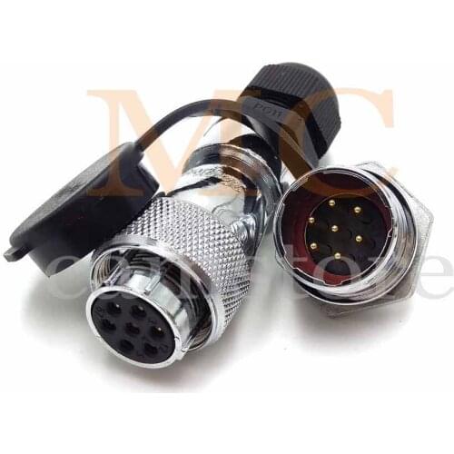 WS20 7-pin Aviation Connector Female Plug To Male Socket Waterproof Metal Threaded Panel connector, 10A LED industrial equipment