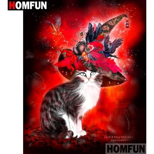 HOMFUN Full Square/Round Drill 5D DIY Diamond Painting "Animal cat" Embroidery Cross Stitch 5D Home Decor Gift A09538